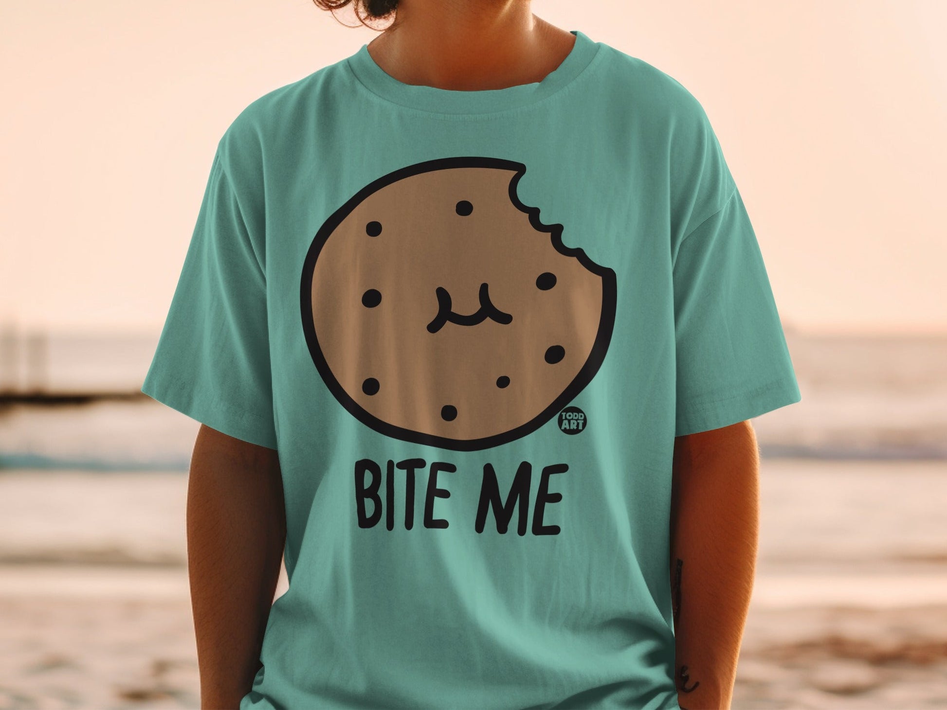 Fun Cookie Design Bite Me Graphic Tee Shirt