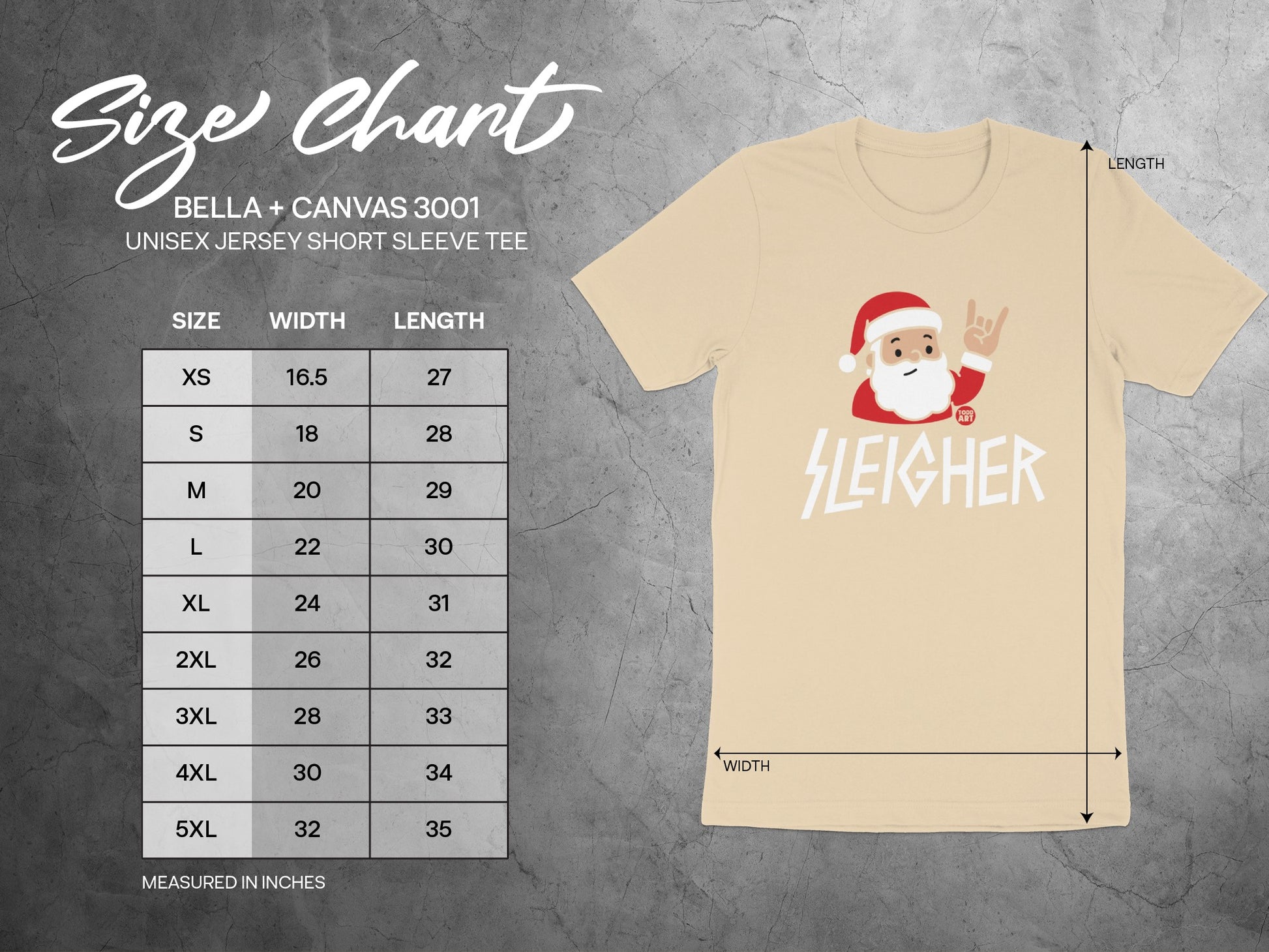 Santa Claus Rock Sign T-Shirt in Various Sizes