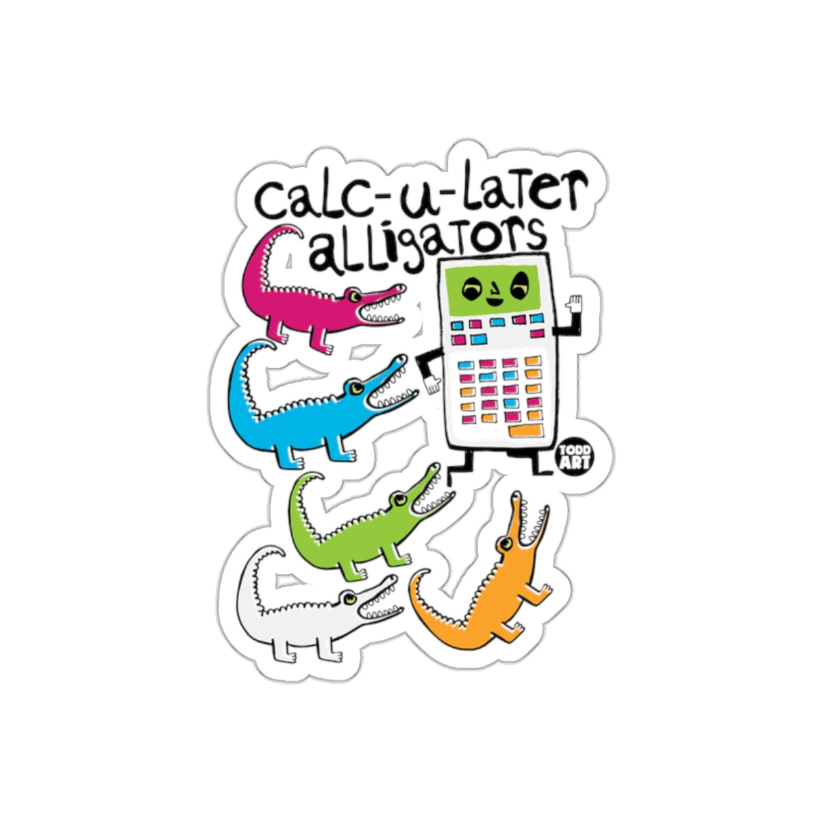 Calc-U-Later Alligators Cartoonish Funny Calculator sticker