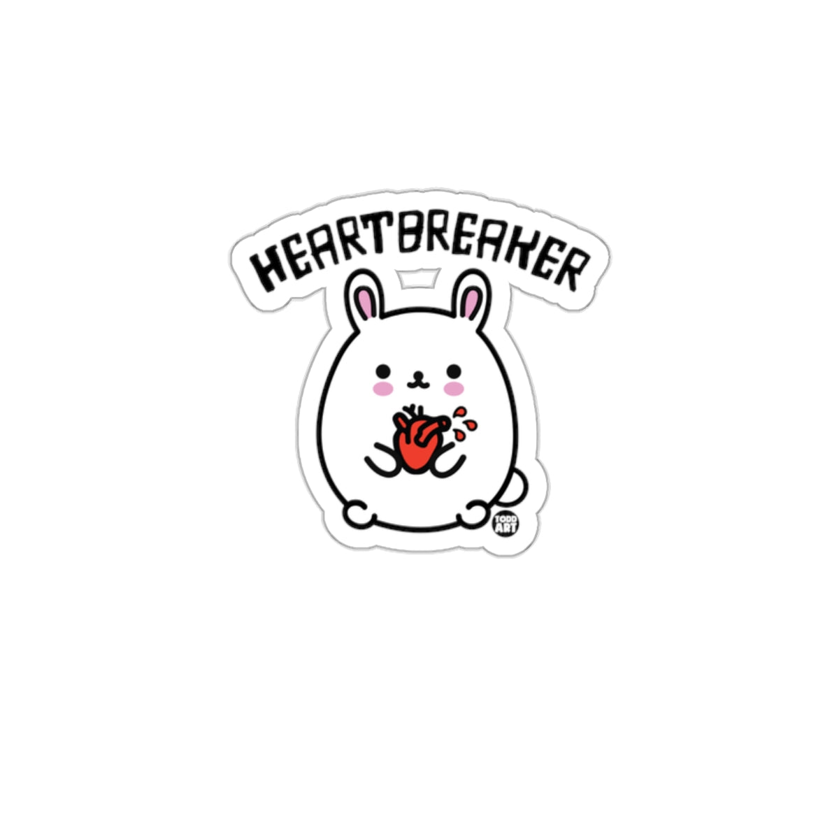 Heartbreaker Cute Bunny Holding Heart Sticker Product