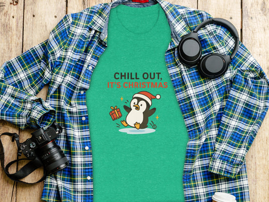 Chill Out It's Christmas Penguin Graphic Tee
