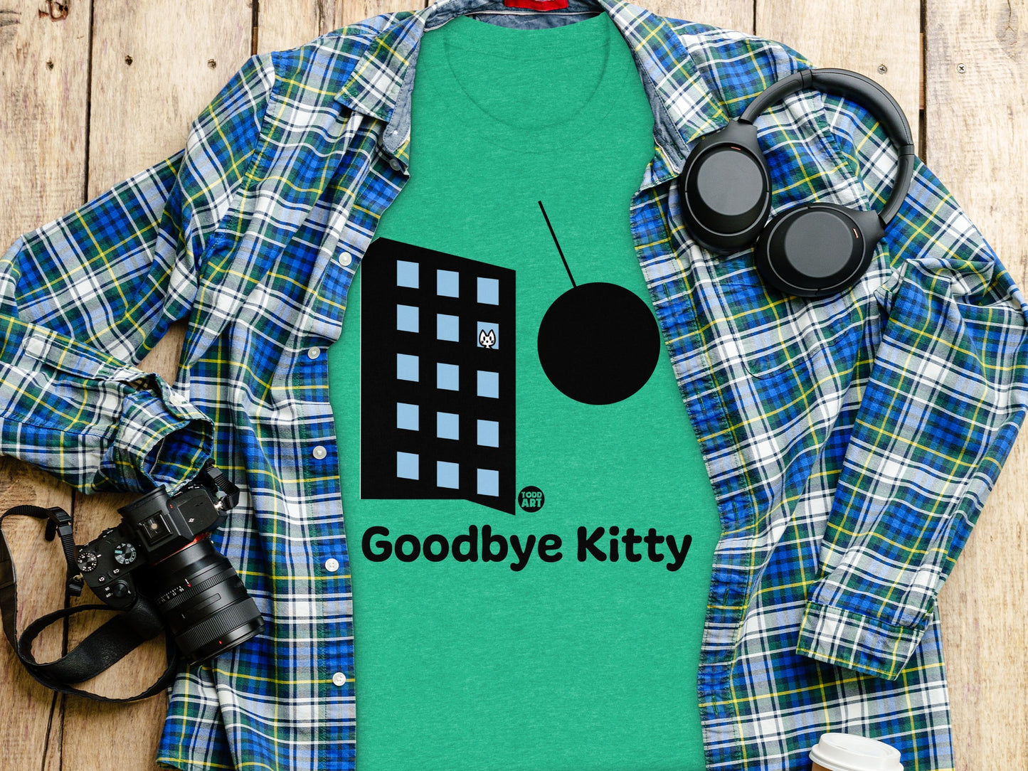 Unique Goodbye Kitty Wrecking Ball Design T-Shirt