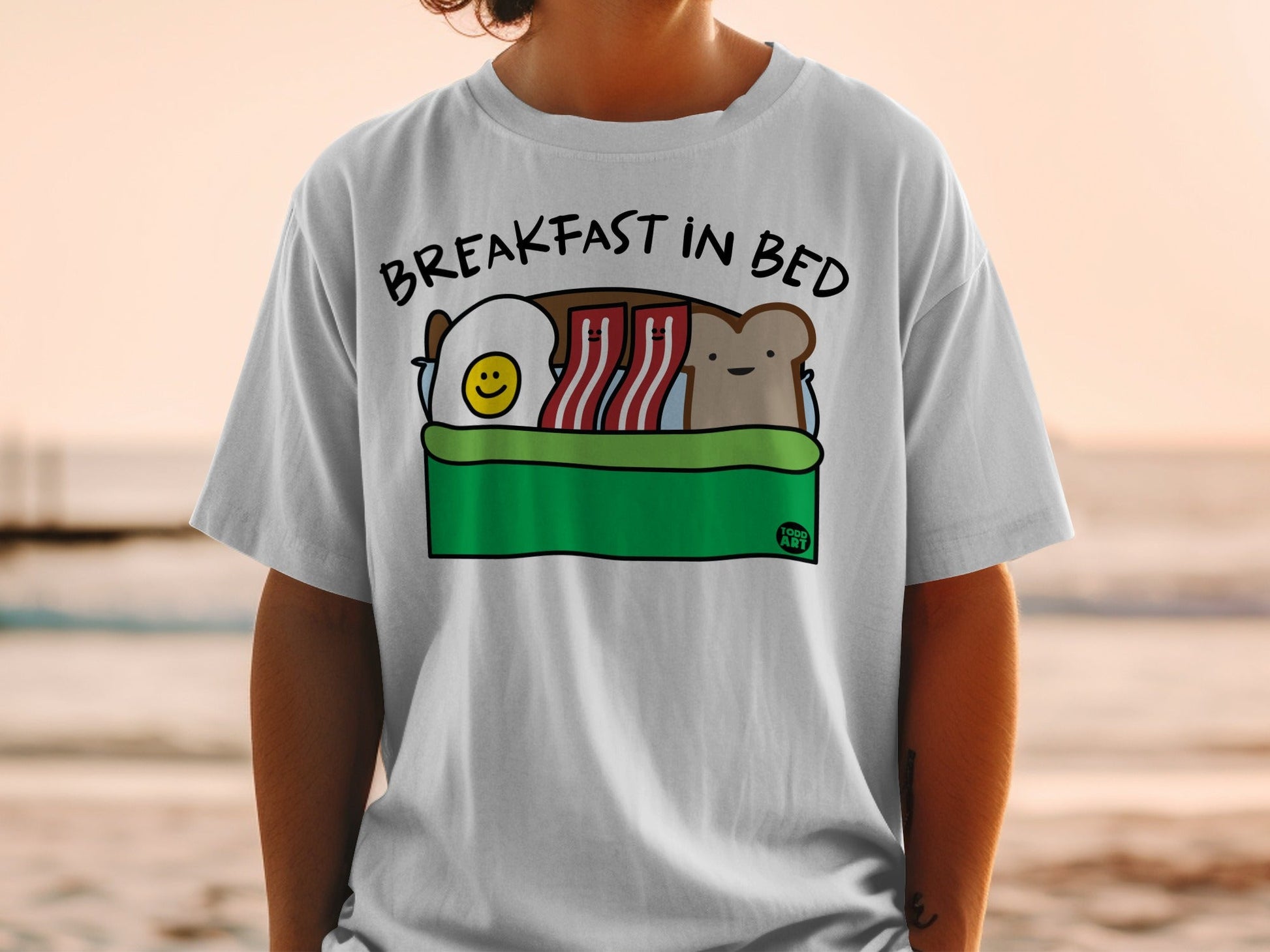 Breakfast in Bed Cute Food Graphic Tee Shirt