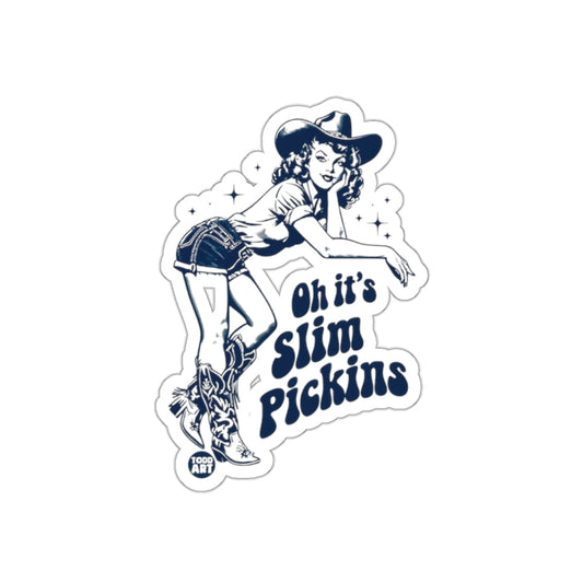 Vintage Slim Pickins Cowgirl Art Sticker
