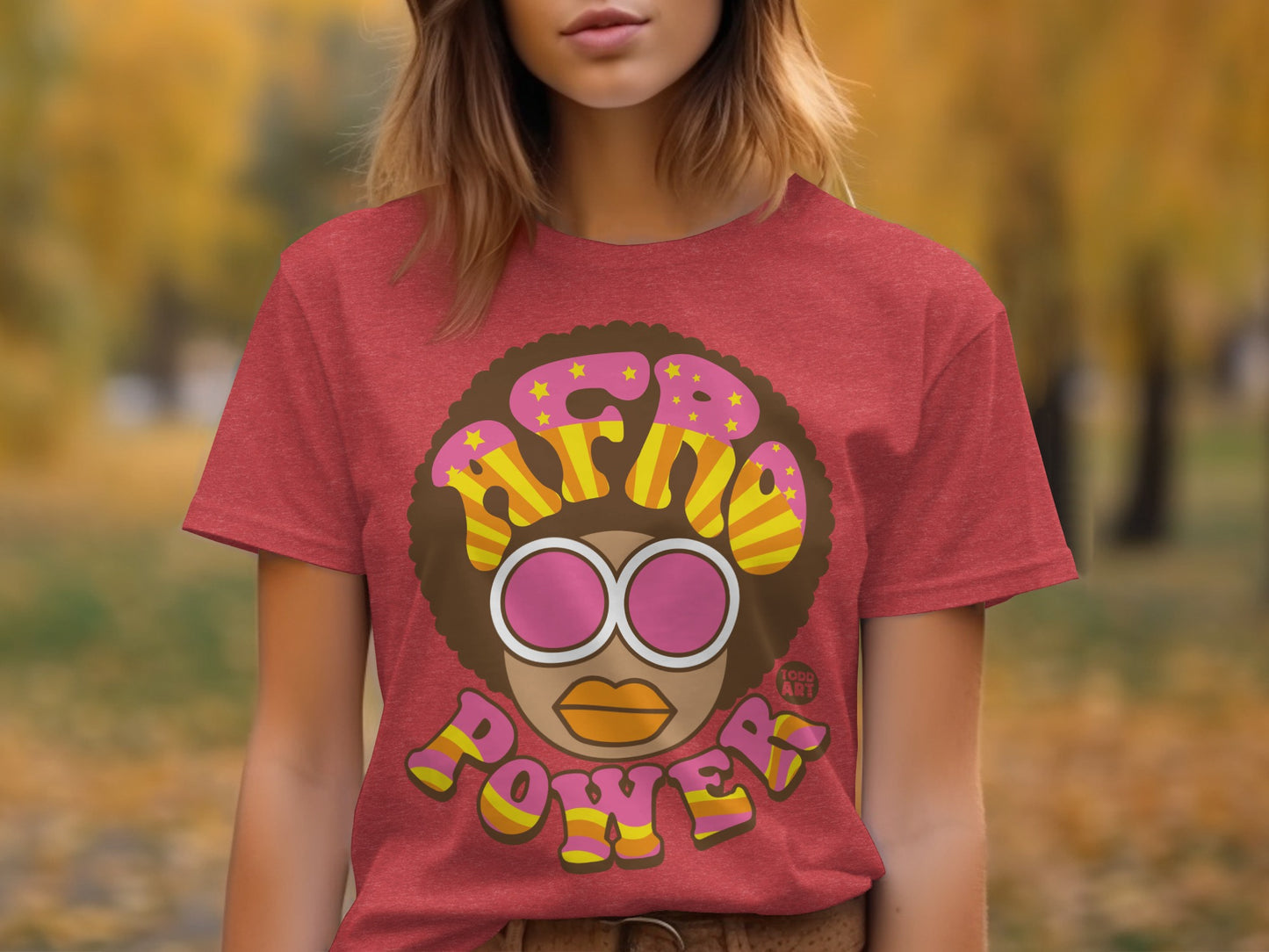 Afro Power Graphic Tee Retro 70s Style Shirt