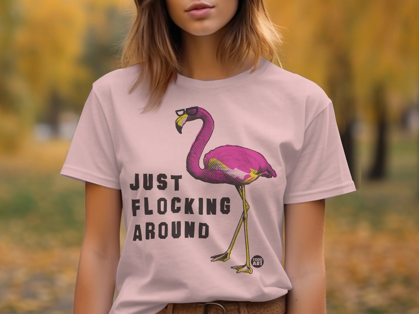 Just Flocking Around Flamingo Graphic Tee