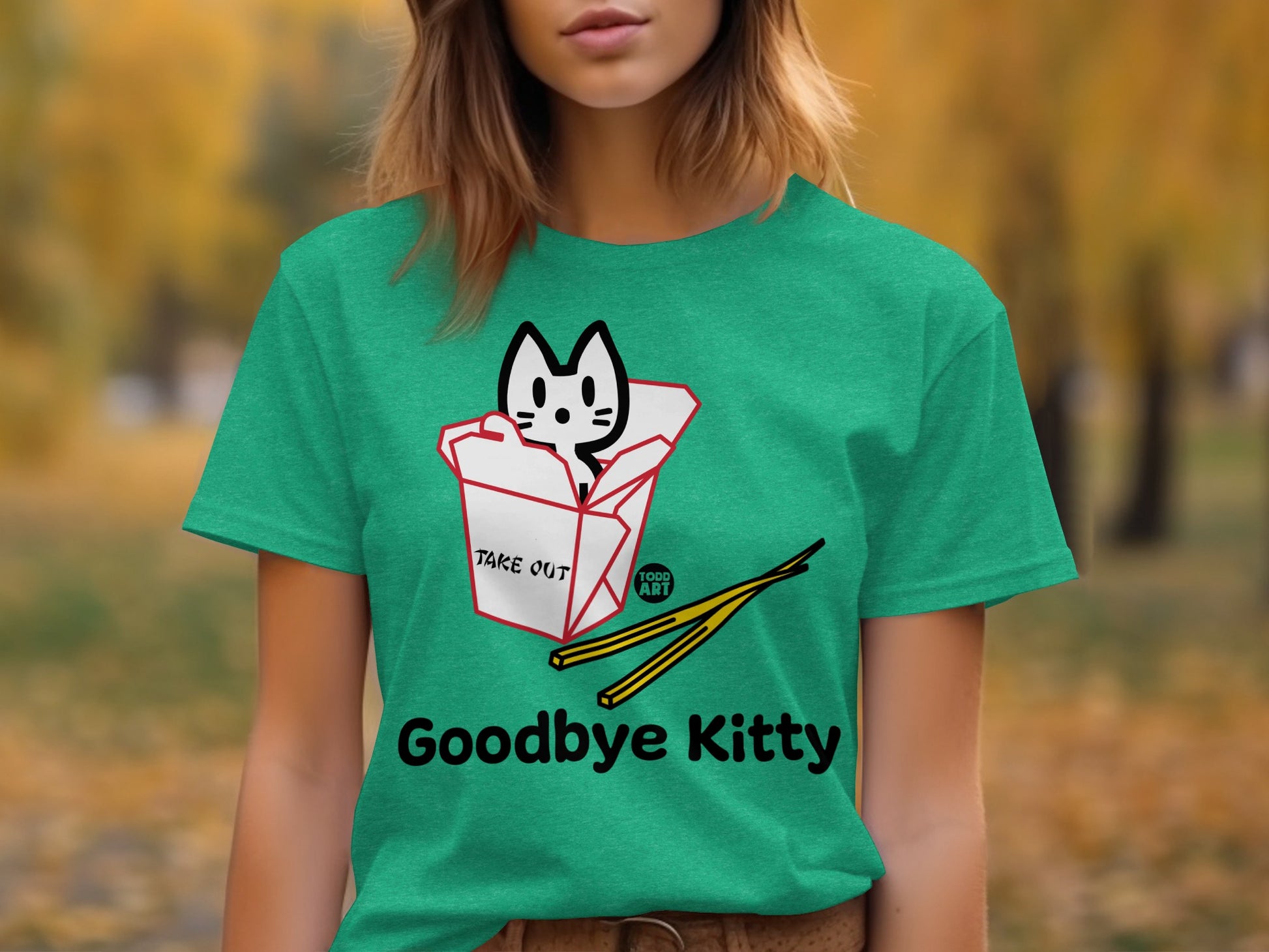 Goodbye Kitty T-Shirt with Take Out Box Design