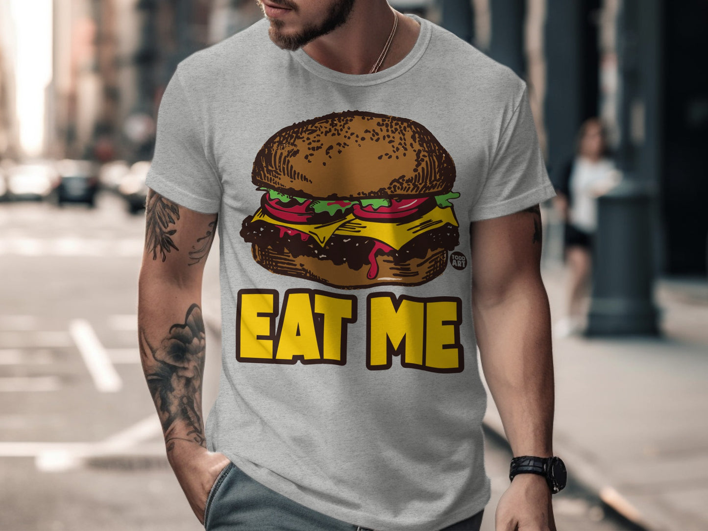 Eat Me Graphic Burger Design T-Shirt
