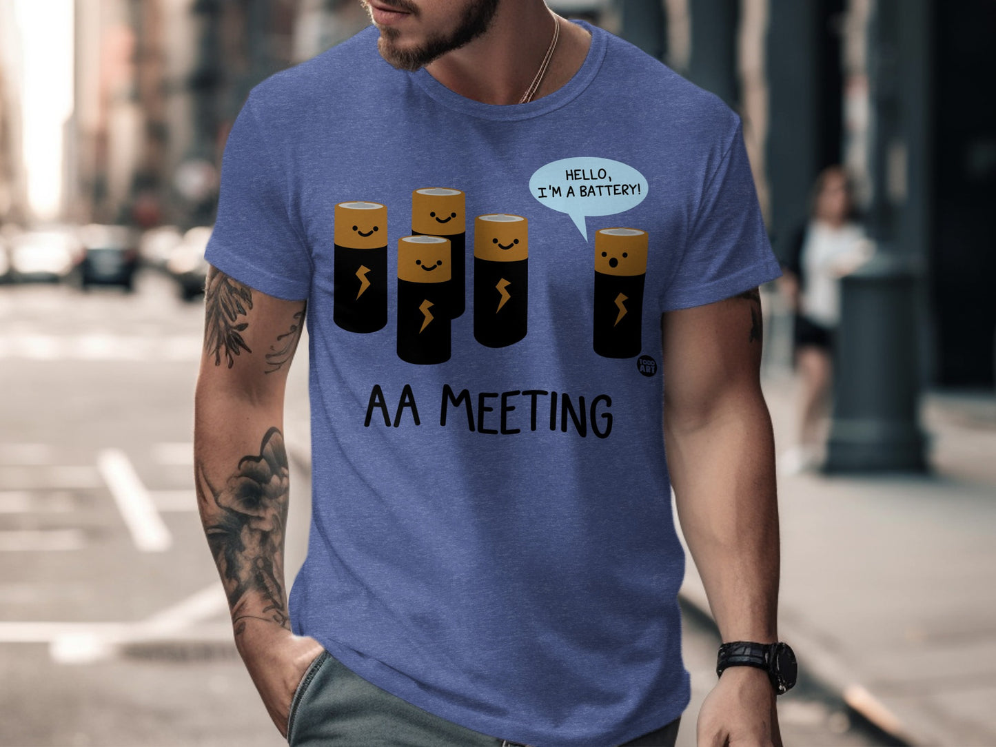 Funny AA Meeting Batteries T-shirt for Casual Wear