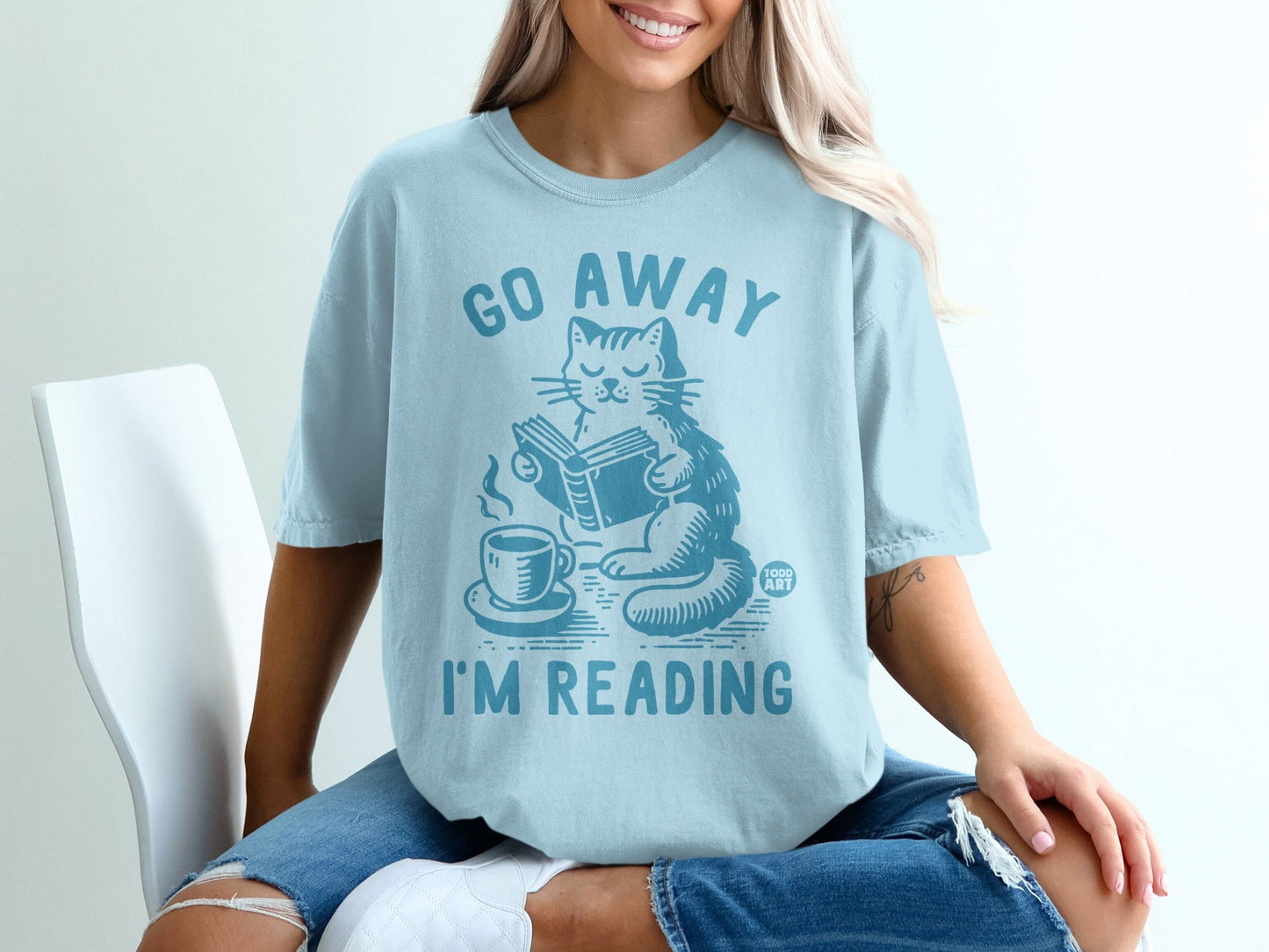 Go Away I'm Reading Cat Shirt for Book Lovers