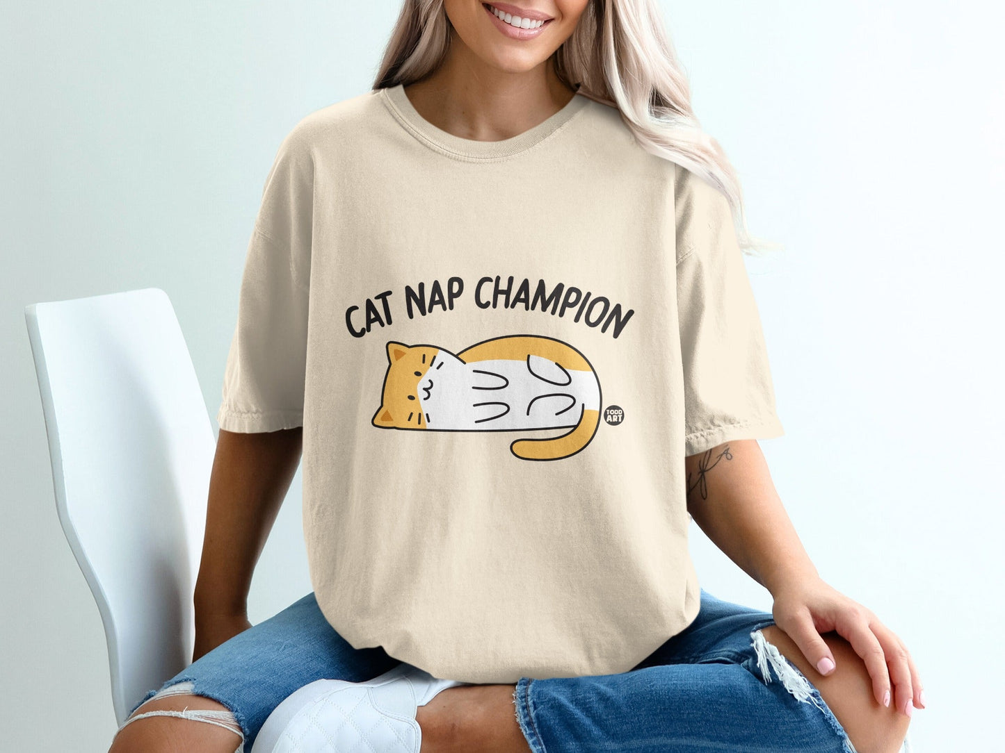 Cat Nap Champion Graphic T-shirt for Casual Day Wear
