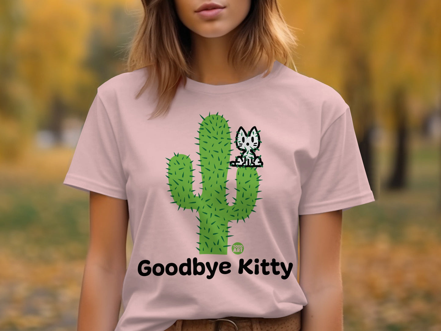 Goodbye Kitty Cactus Graphic Tee Shirt