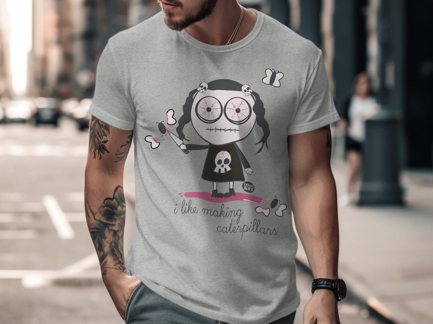 Edgy Cartoon Character with Fun Quote T-shirt