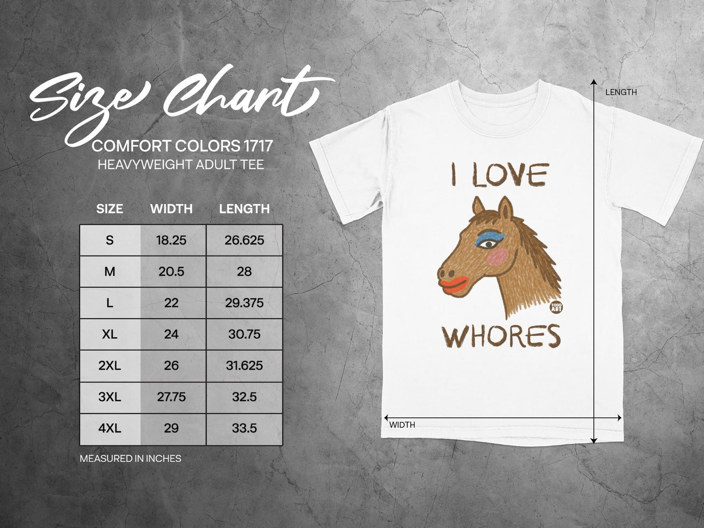 I Love Whores Adult Tee Heavyweight Adult Tee