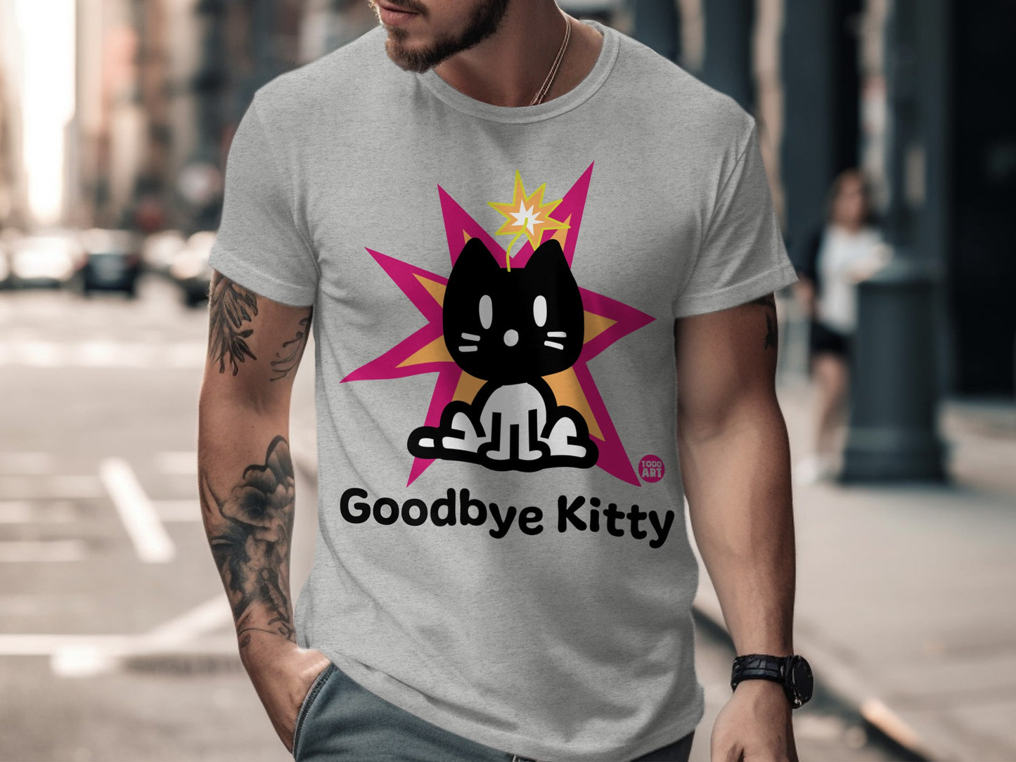Unique Goodbye Kitty Graphic Design T-Shirt