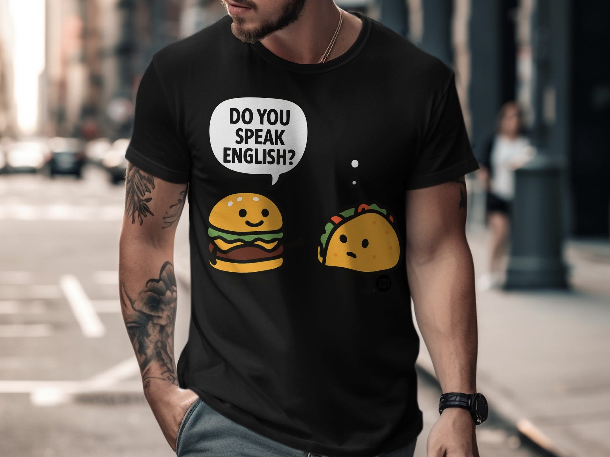 Do You Speak English Hamburger Taco Graphic T-shirt