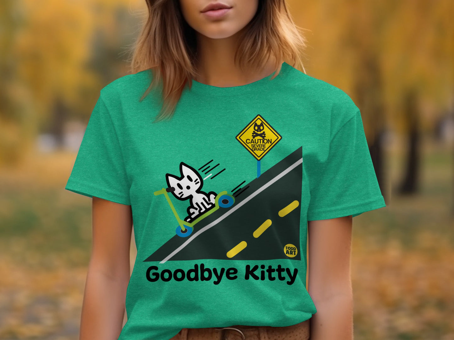 Goodbye Kitty T-Shirt with Fun Scooter Graphic
