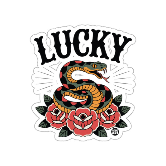 Lucky Snake and Roses Tattoo Style Design Artwork sticker