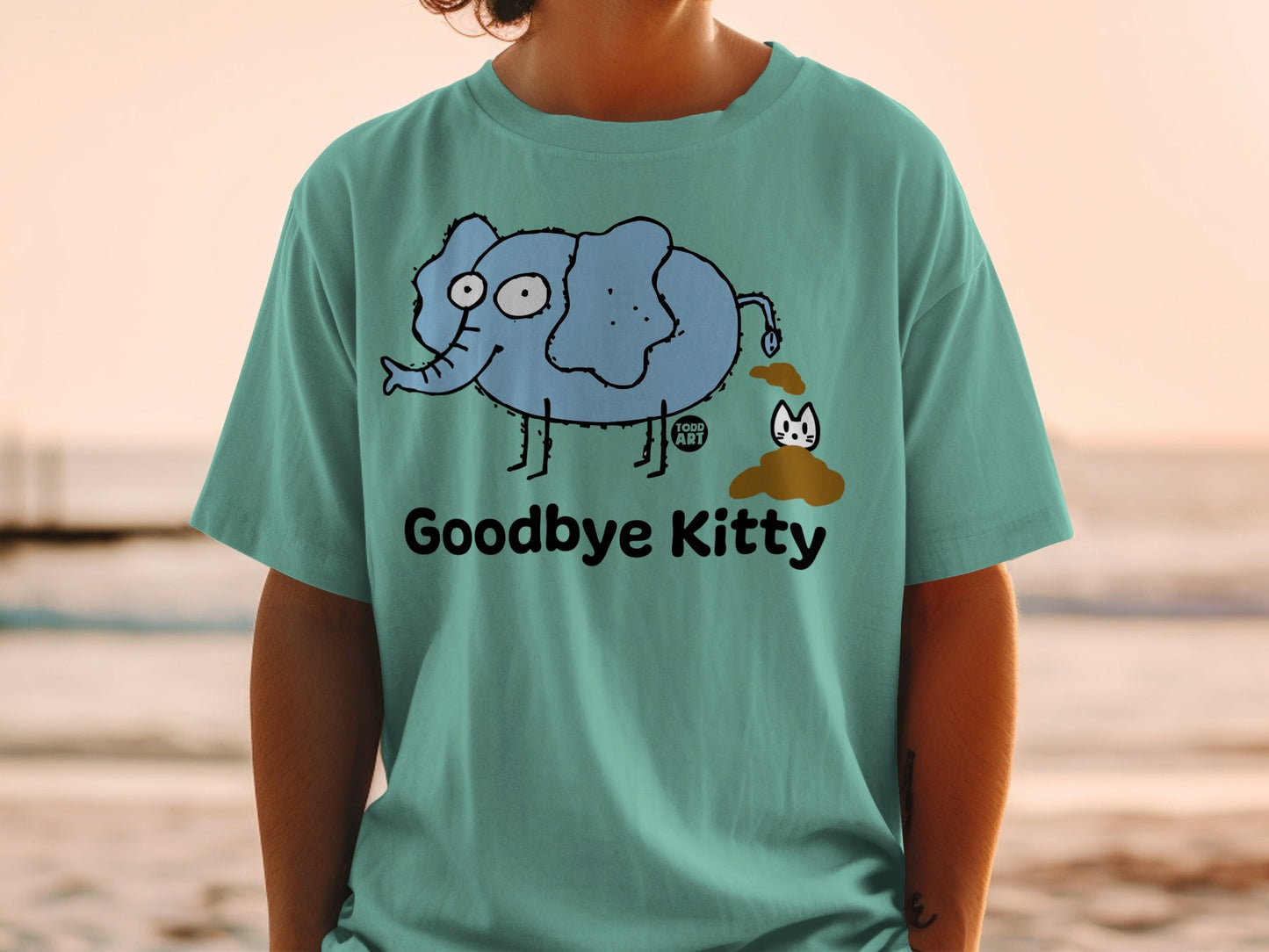 Goodbye Kitty Todd Art Elephant Graphic T-Shirt