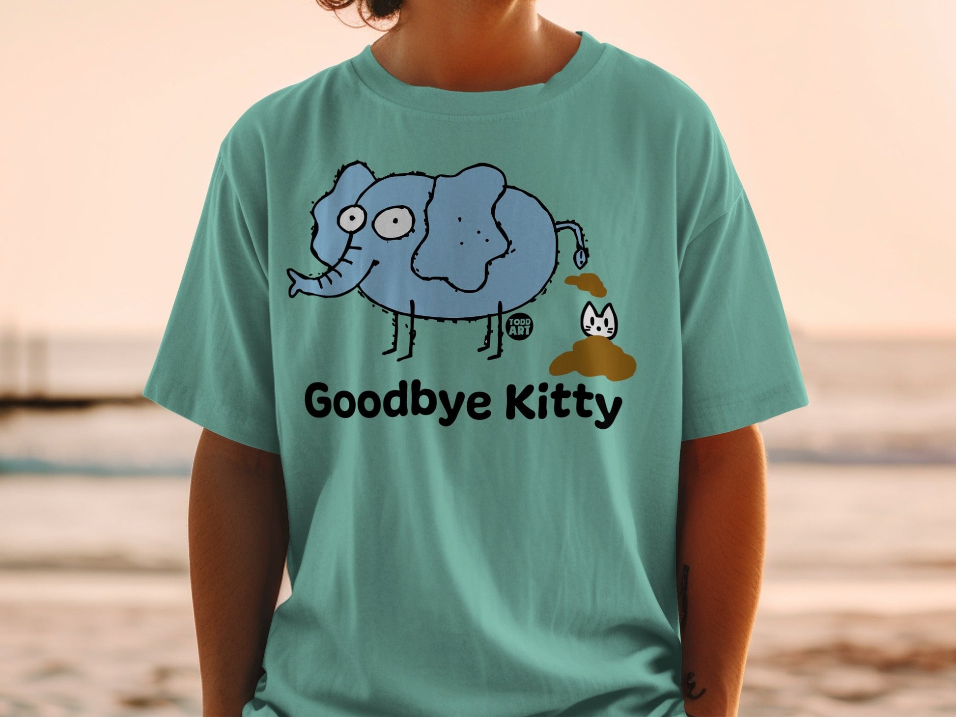 Goodbye Kitty Todd Art Elephant Graphic T-Shirt