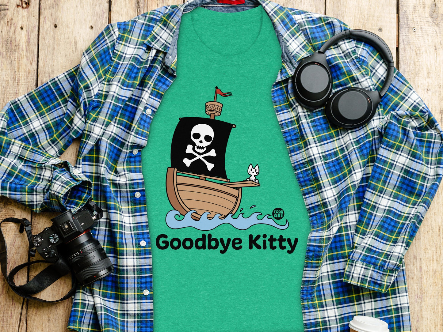 Goodbye Kitty Pirate Ship Graphic Print T-Shirt
