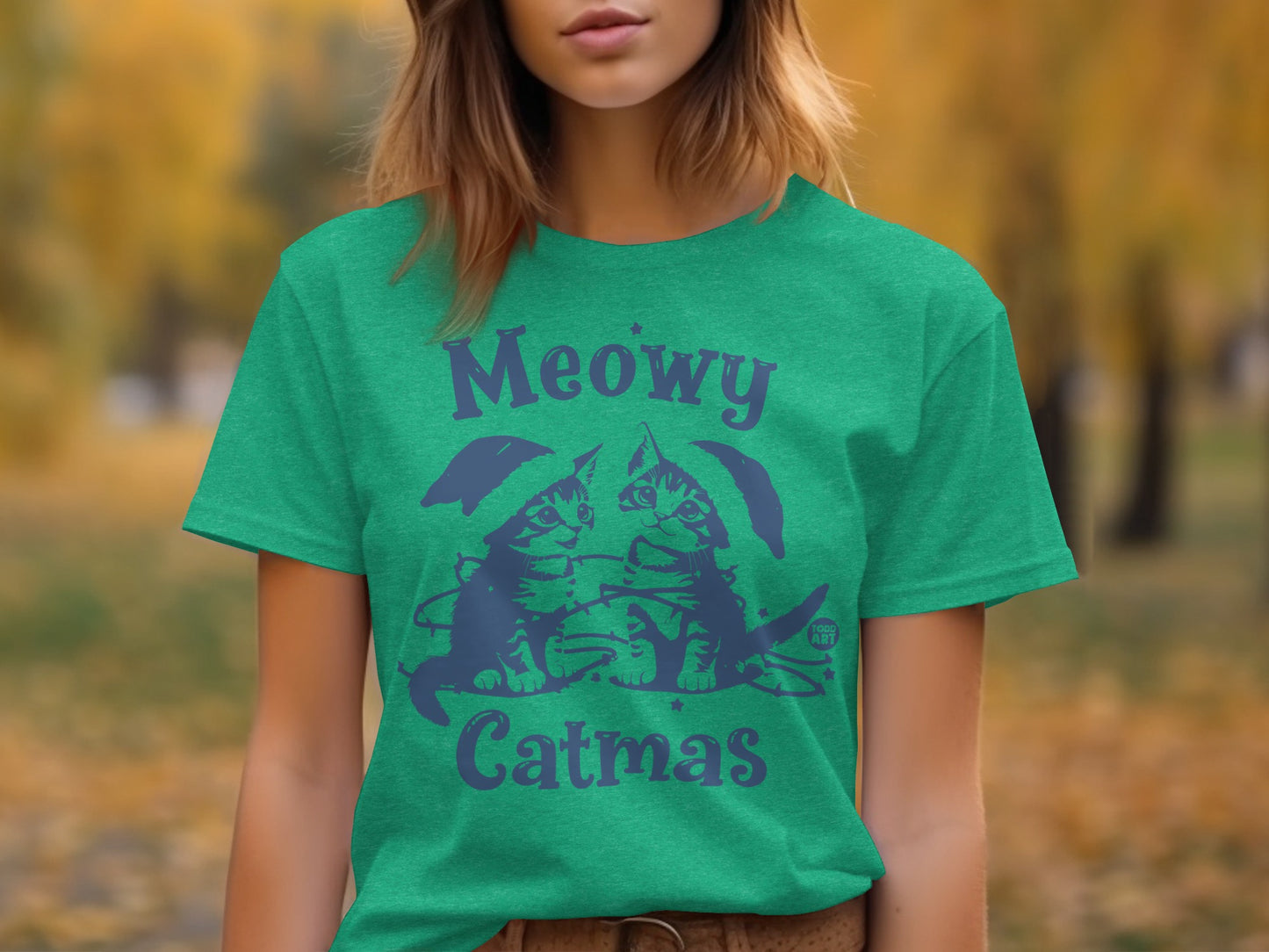 Meowy Catmas Festive Green Shirt for Cat Lovers