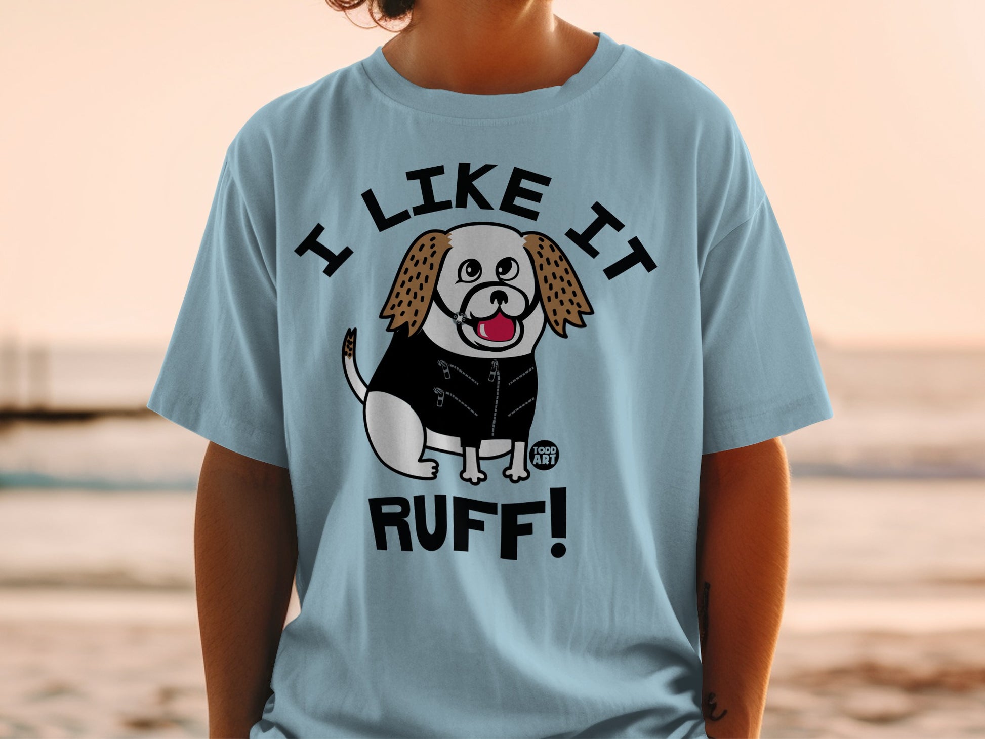 I Like It Ruff Cartoon Dog Graphic Print T-Shirt