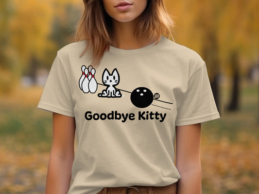 Funny Goodbye Kitty Bowling Cat T-Shirt