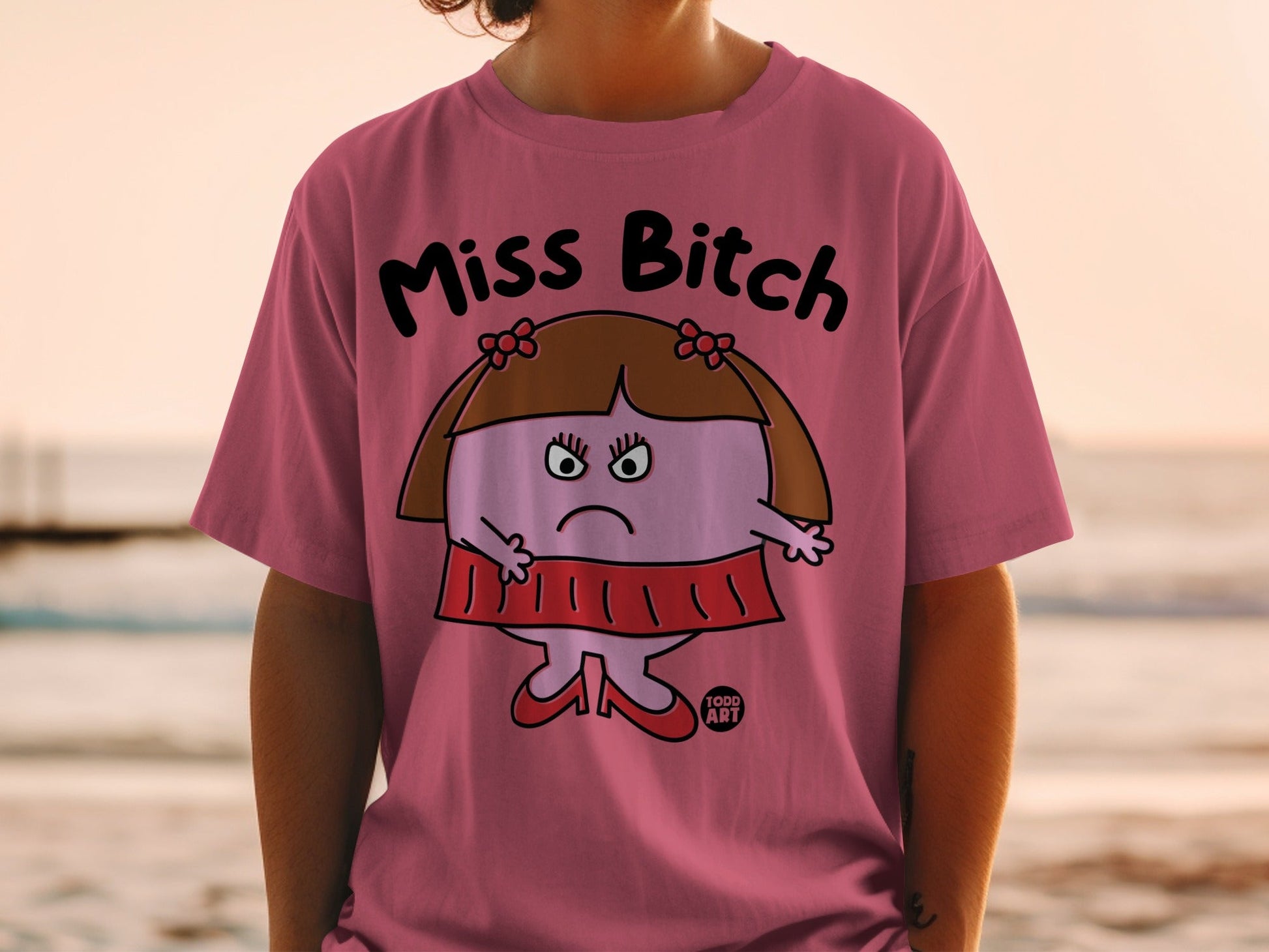 Miss Bitch Cartoon Character Graphic T-shirt