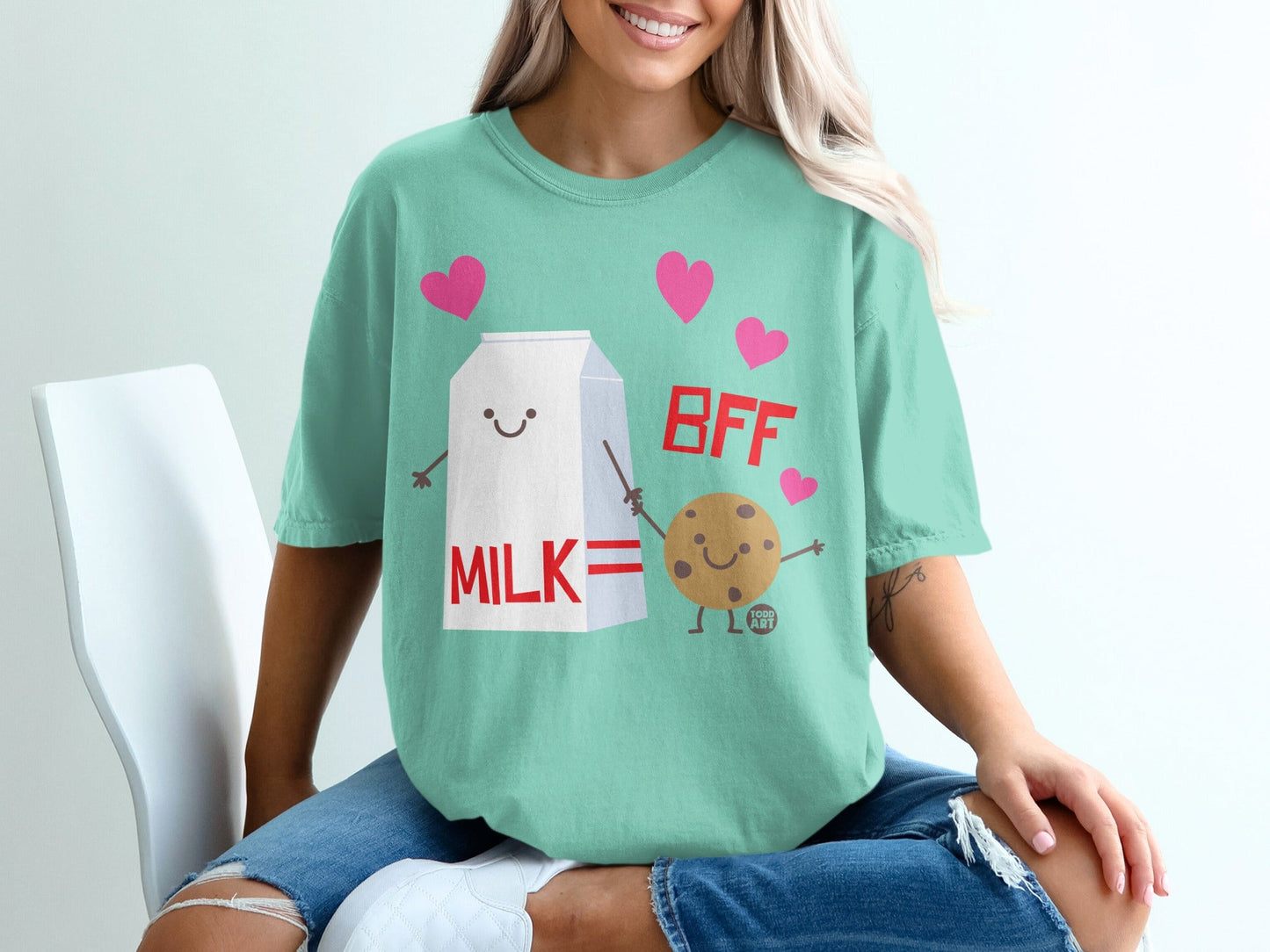 Cute Milk and Cookie BFF Graphic T-Shirt