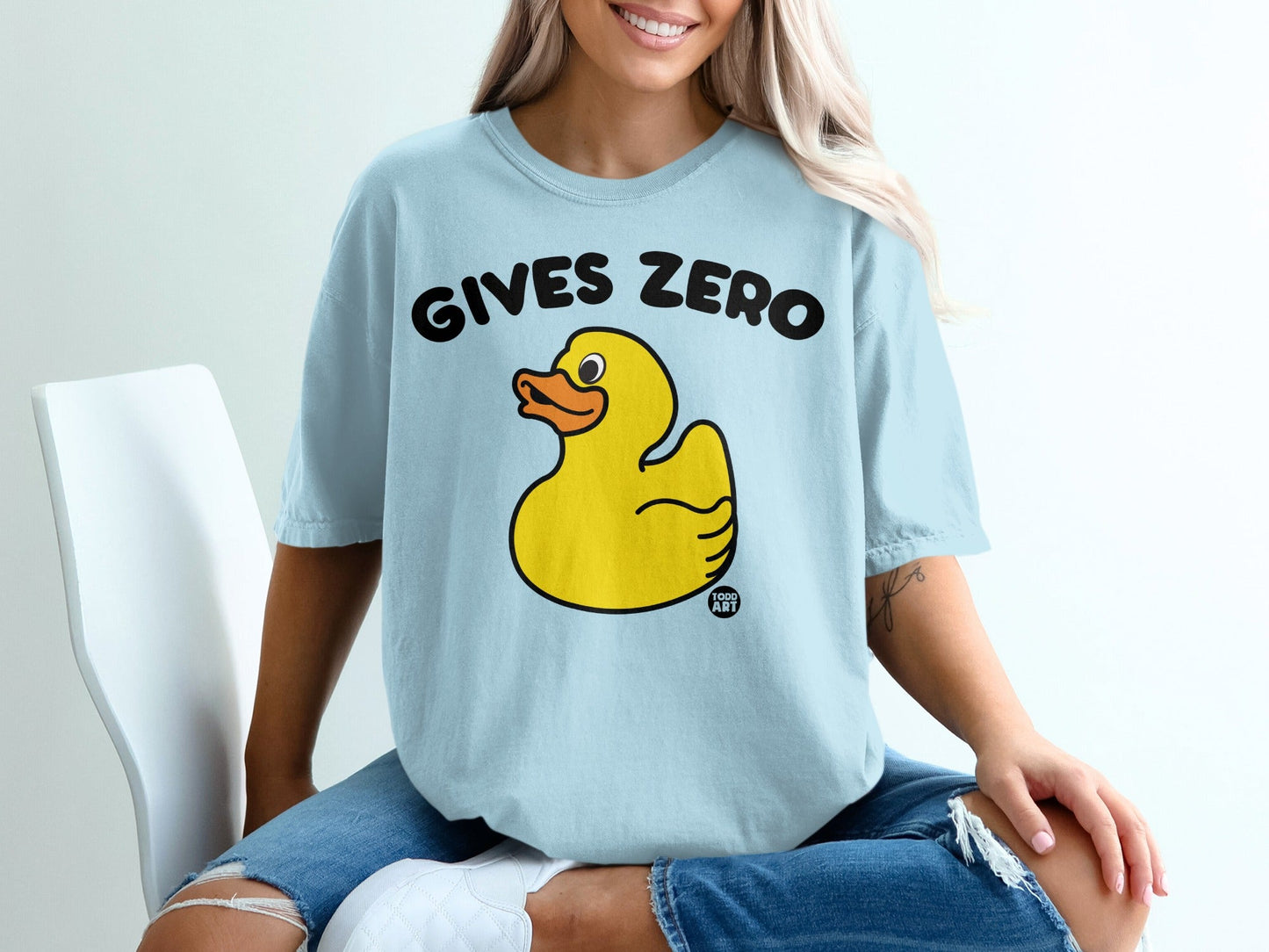 Gives Zero Duck Humorous Graphic T-Shirt