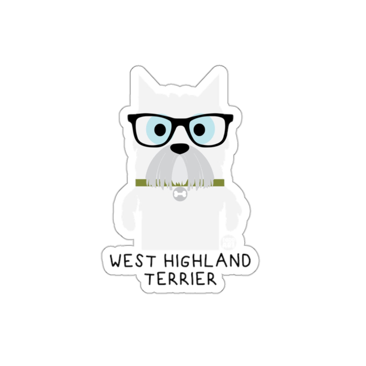 West Highland Terrier Dog Sticker with Glasses
