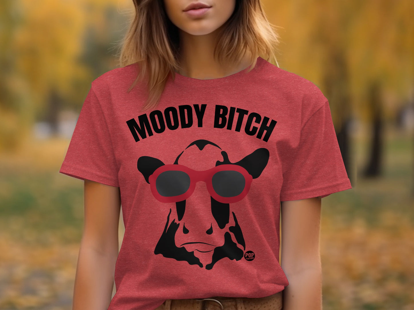 Moody Bitch Cow Graphic Funny Statement T-Shirt