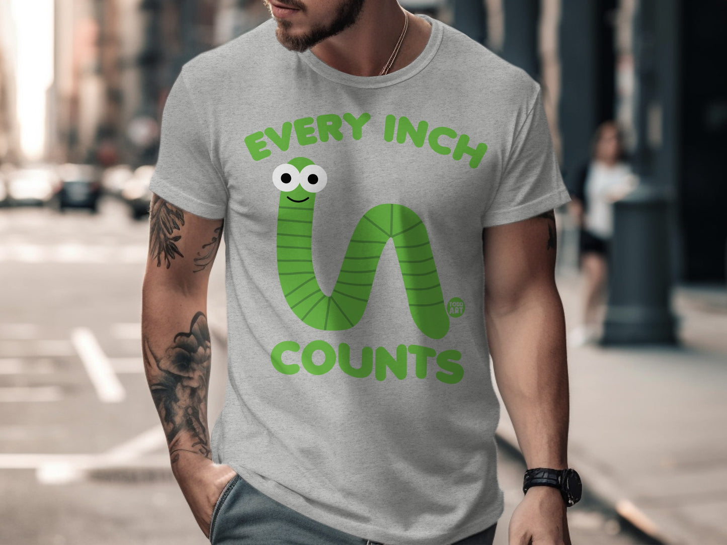 Every Inch Counts Cute Worm Graphic T-shirt Product