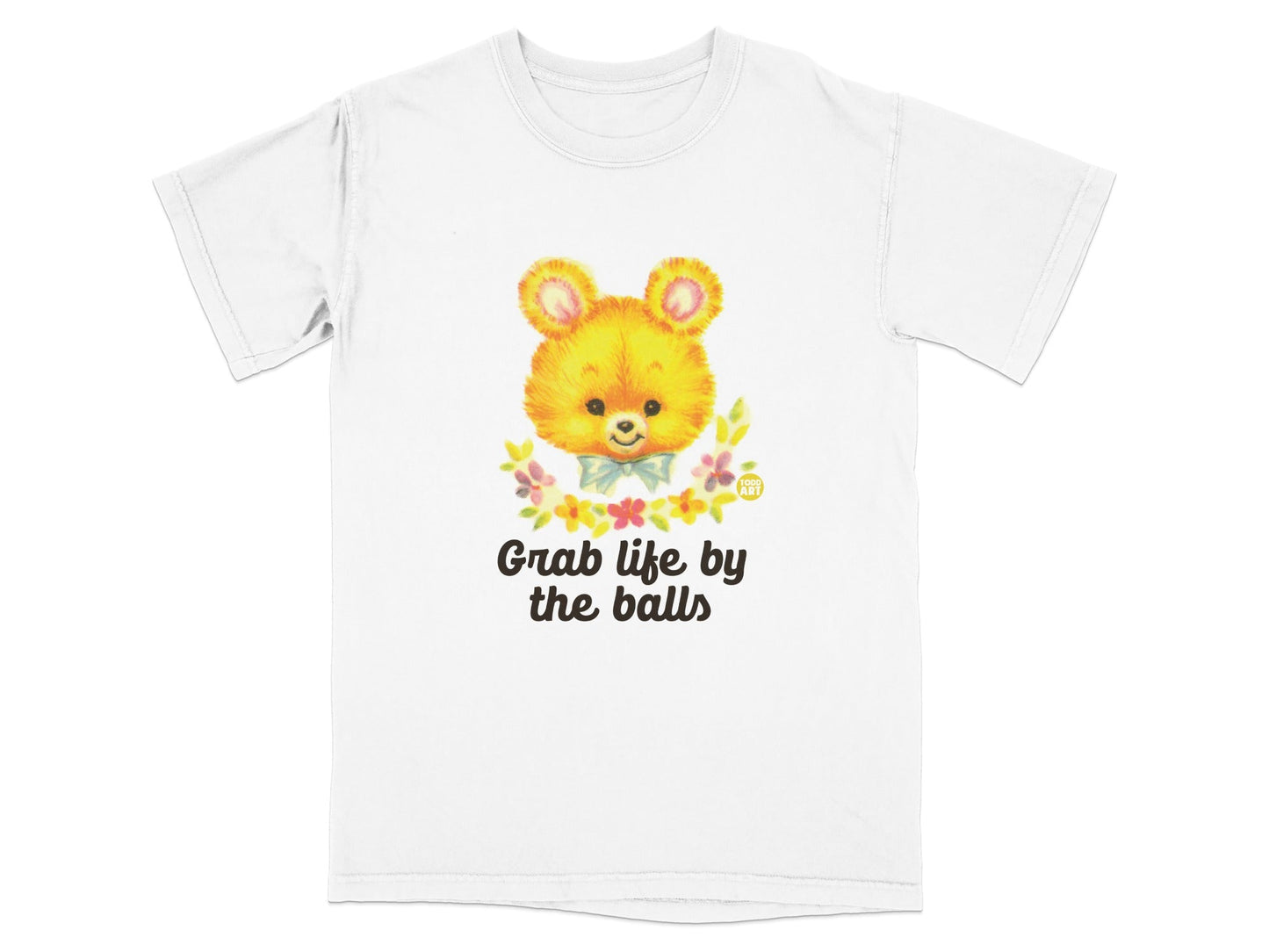 Grab Life By The Balls Cute Bear Graphic T-shirt