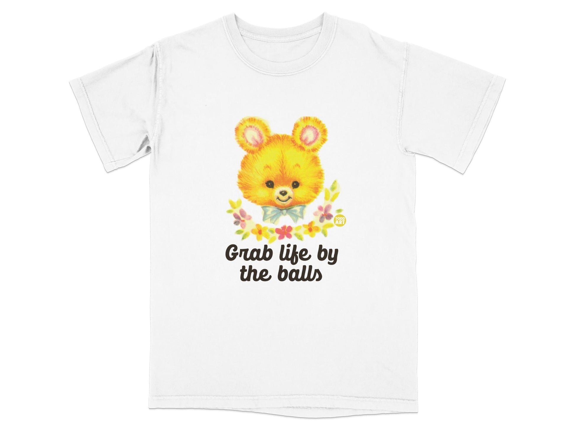 Grab Life By The Balls Cute Bear Graphic T-shirt