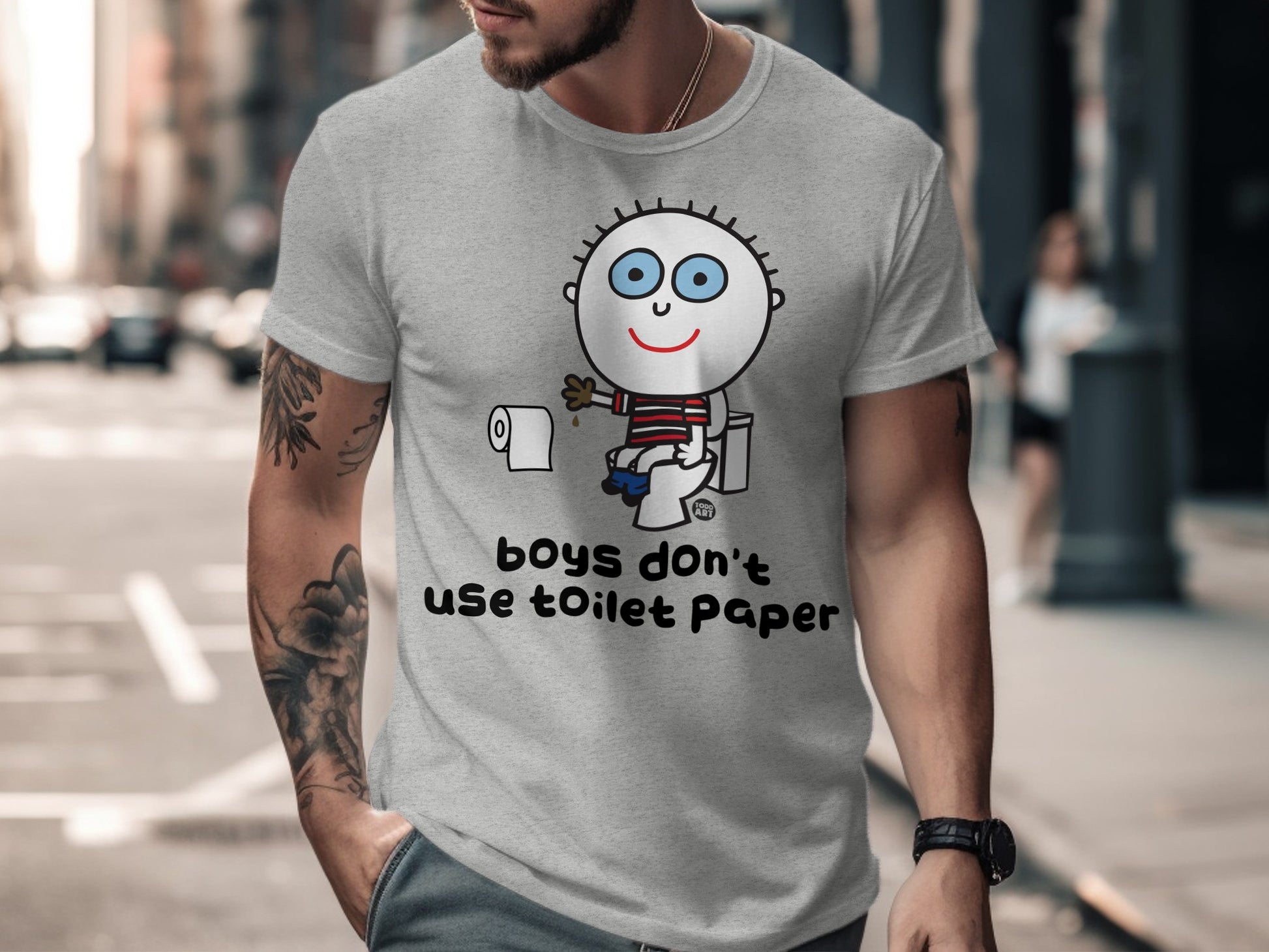Boys Don't Use Toilet Paper Funny Shirt Product