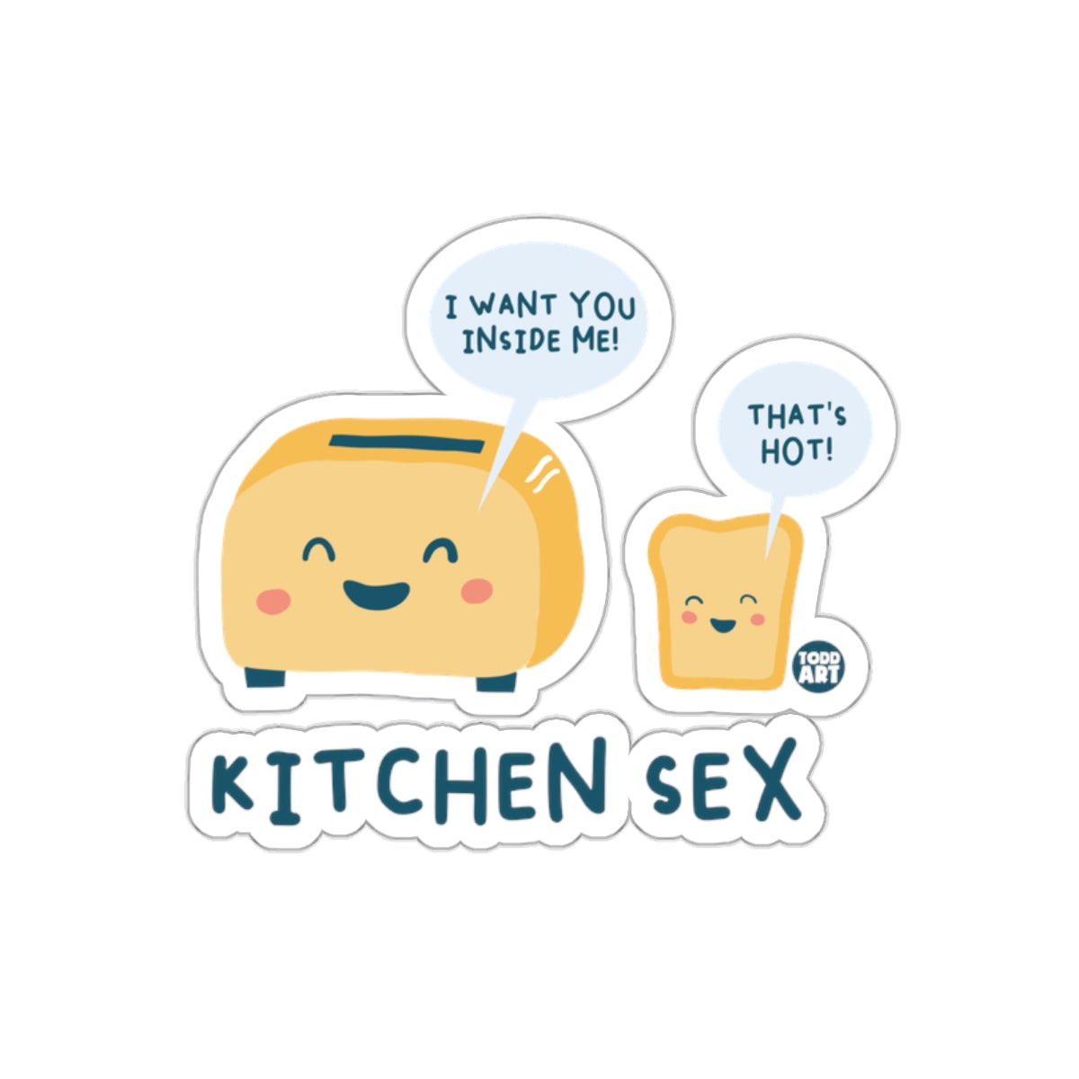 Cute Toaster and Bread Cartoon Sticker KITCHEN SEX