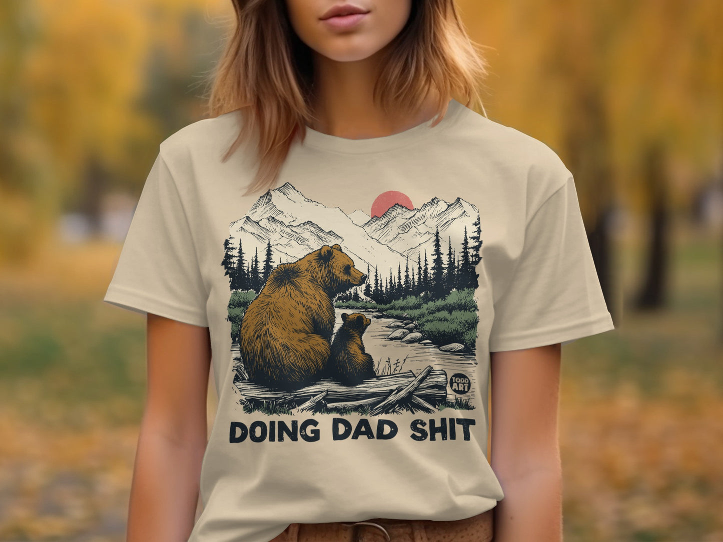 Charming Bear Family Doing Dad Shit Graphic Shirt