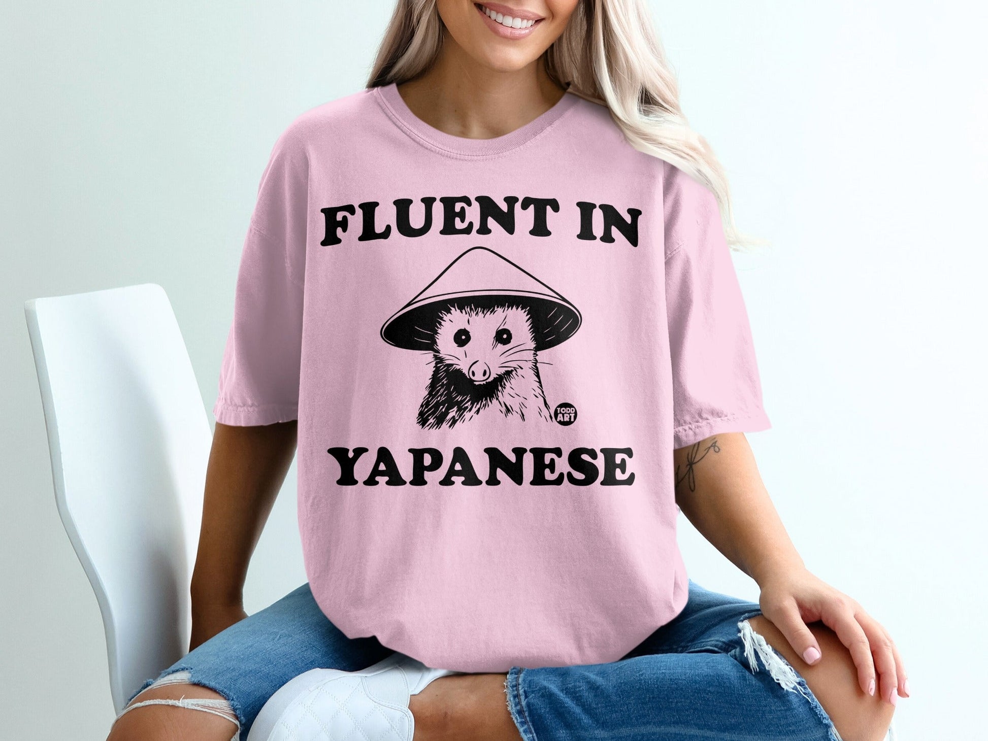 Fluent in Yapanese Cute Animal Hat Graphic T-Shirt