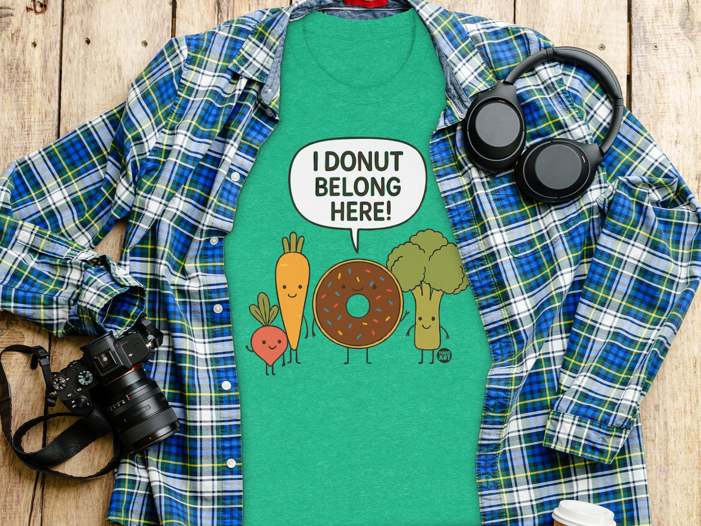 Funny I Donut Belong Here Food Art Graphic Tee product