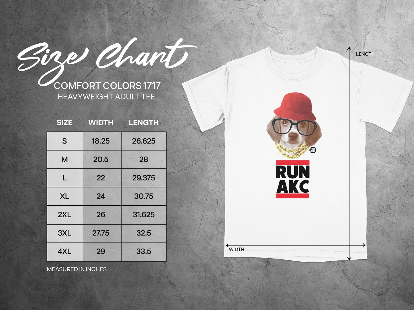 RUN AKC Dog with Glasses and Hat Print Adult Tee