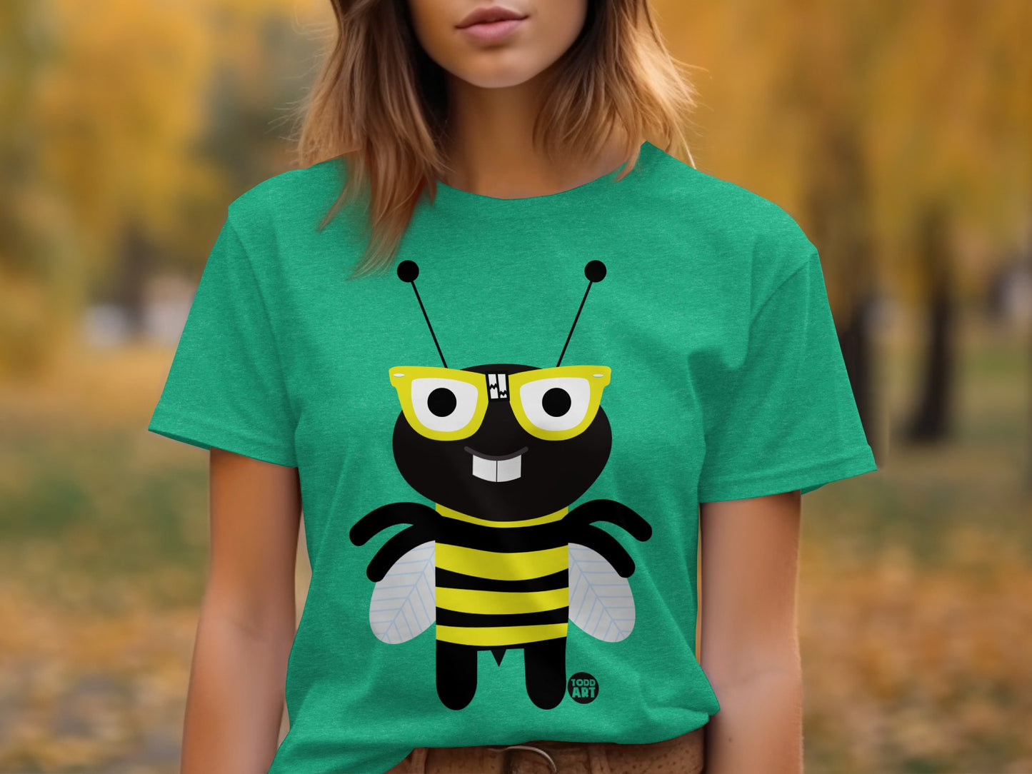 Cute Bee Graphic with Glasses Fun Youth T-shirt Product