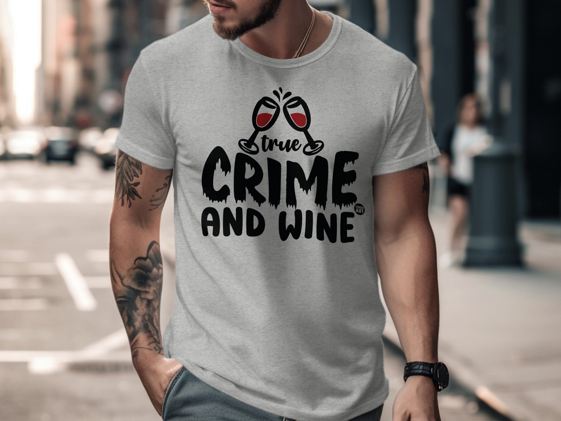 True Crime and Wine Shirt Funny Drinking Graphic Tee