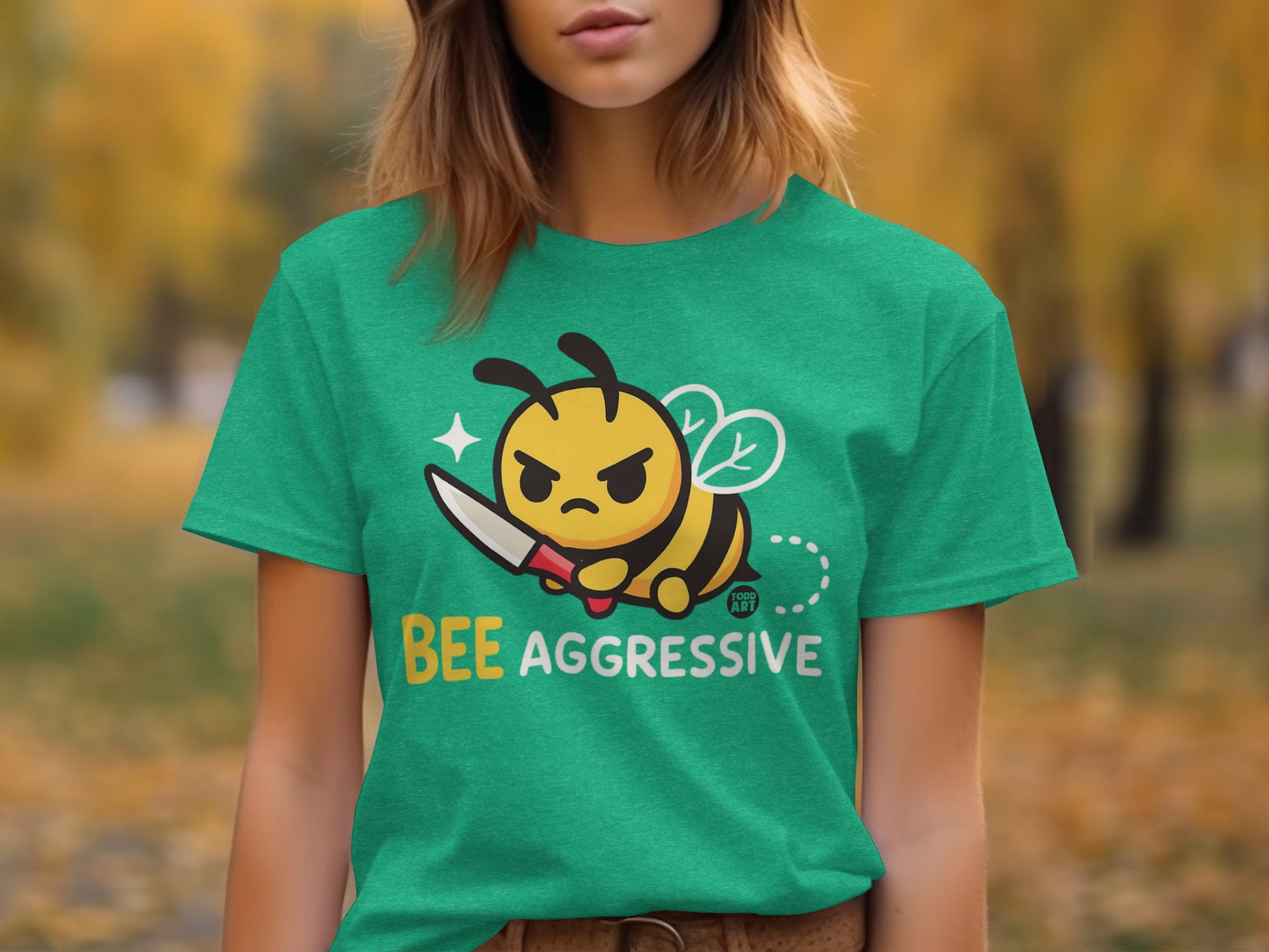 Bee Aggressive Cute Angry Bee Knife T-shirt