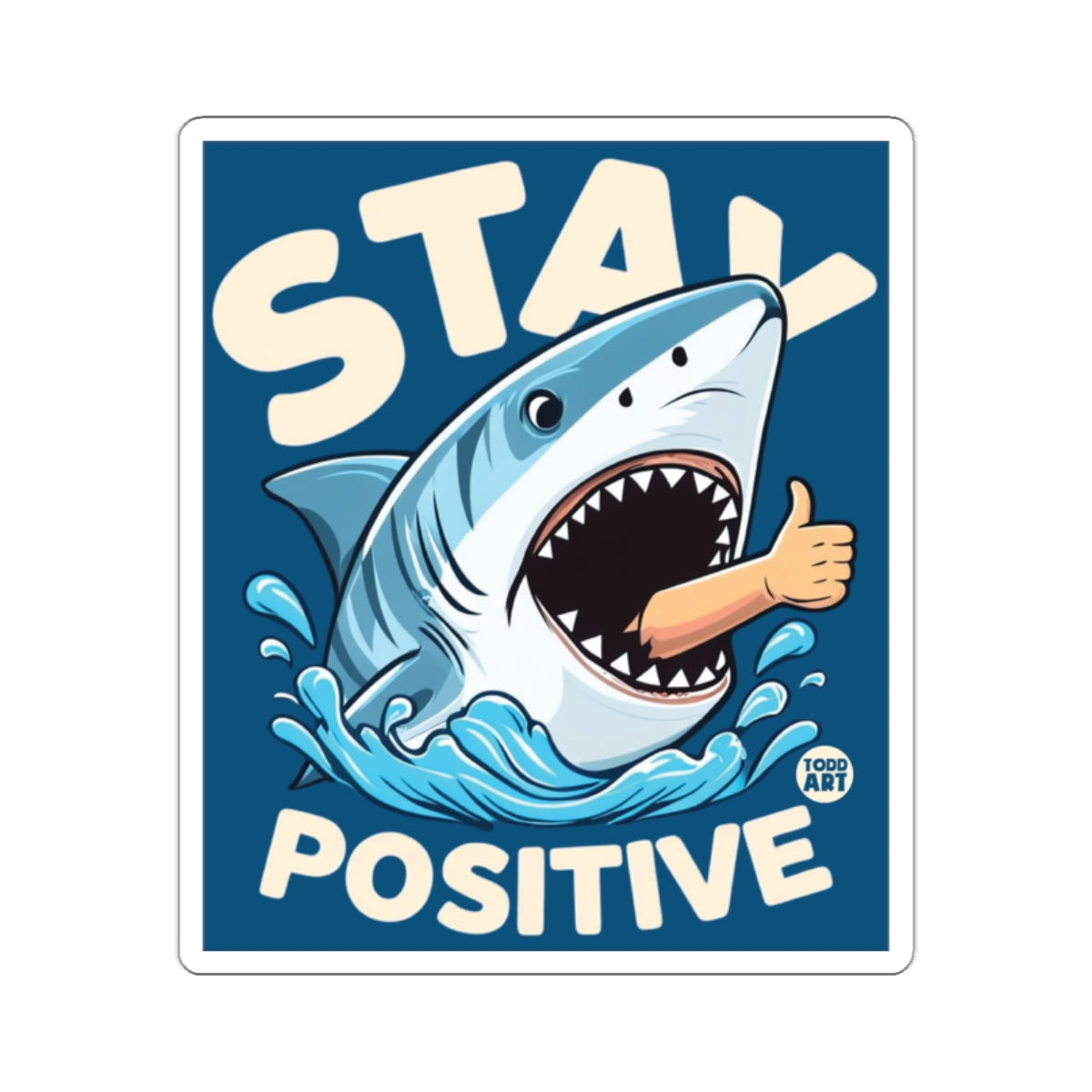 Stay Positive Shark Thumbs Up Human Hand Cool 