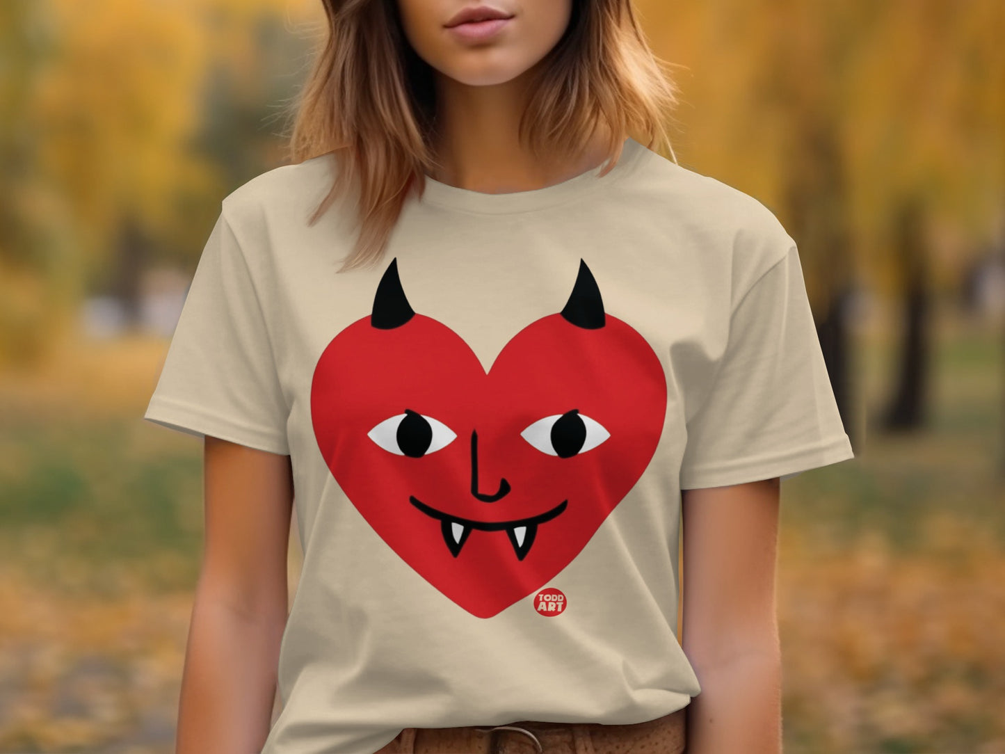 Heart with Horns Devil Face T-Shirt for Unique Style