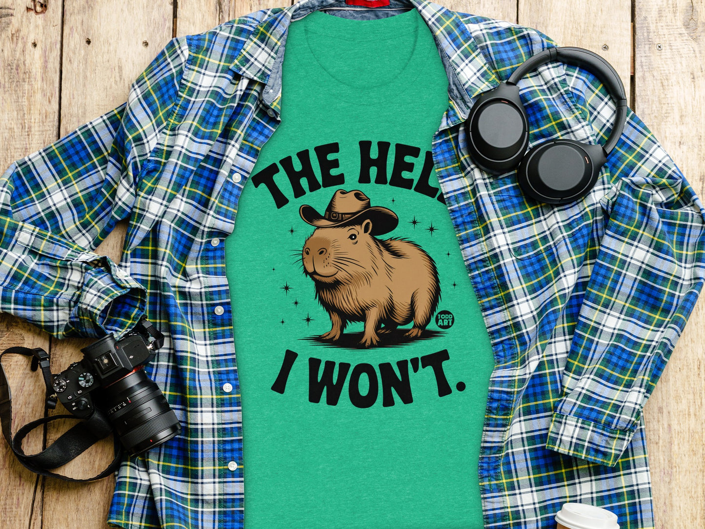 The Hell I Won't Shirt with Cowboy Capybara Graphic