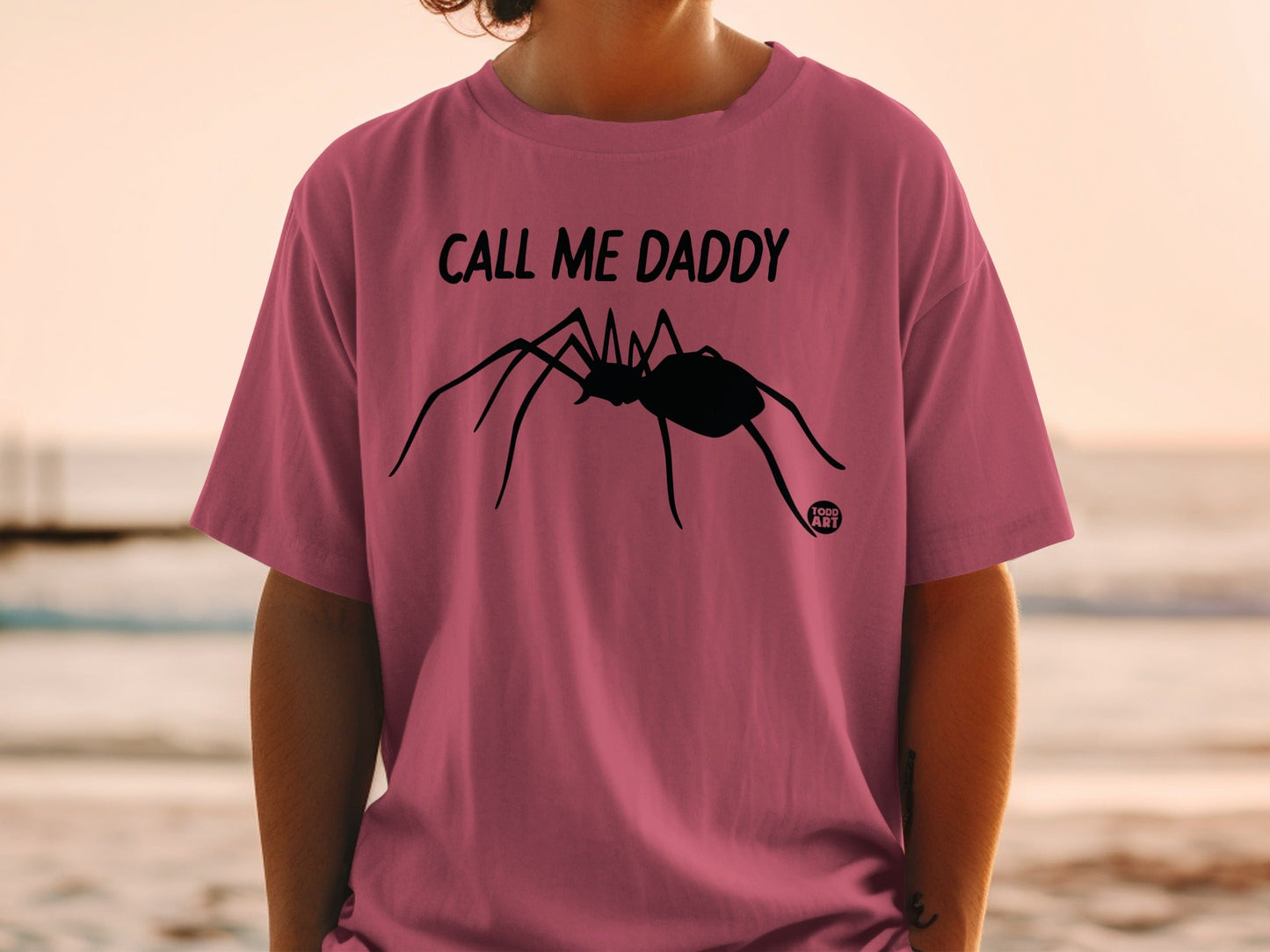 Call Me Daddy Spider Graphic Pink T-Shirt