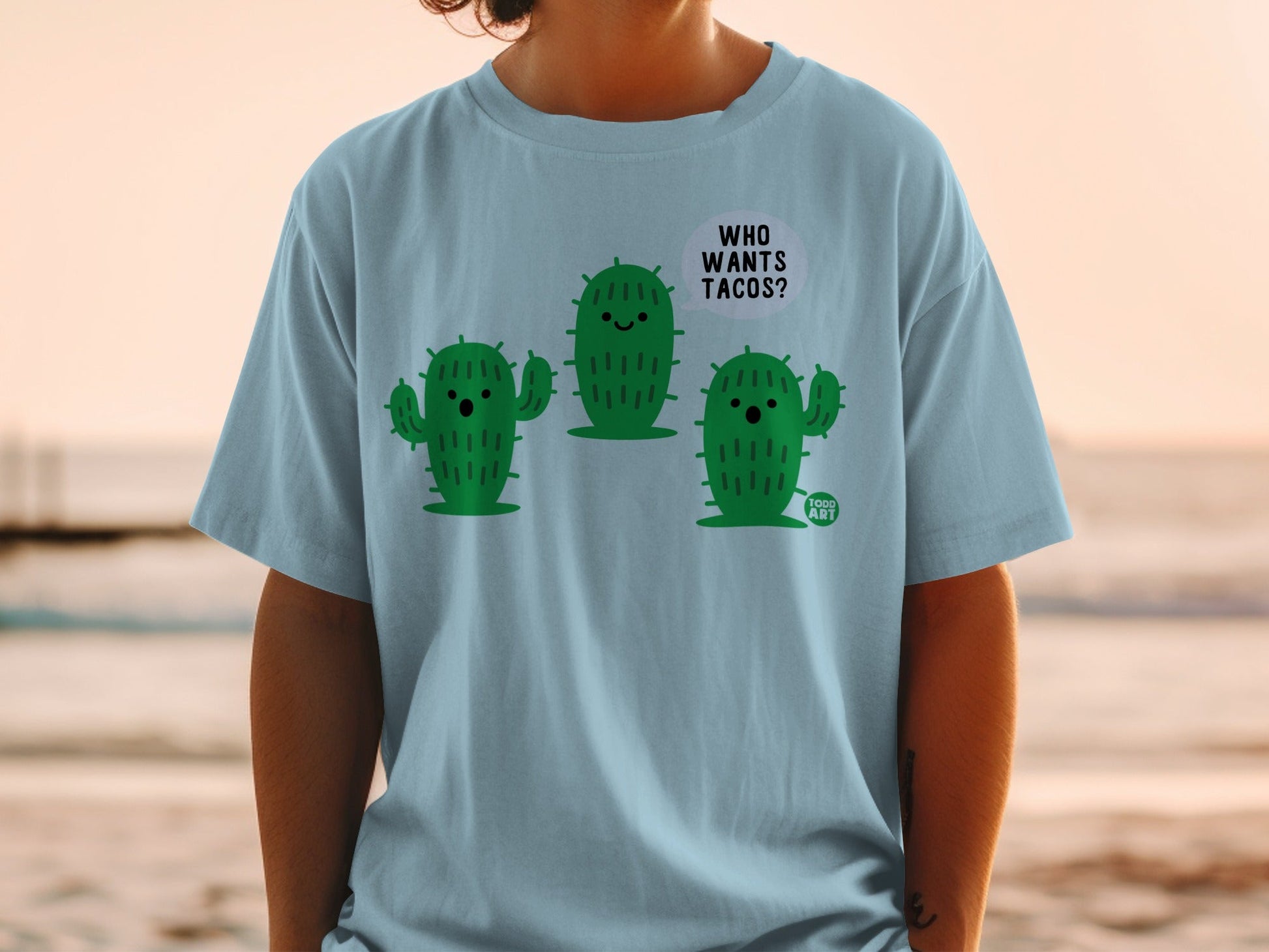 Funny Cactus 'Who Wants Tacos?' Graphic T-Shirt